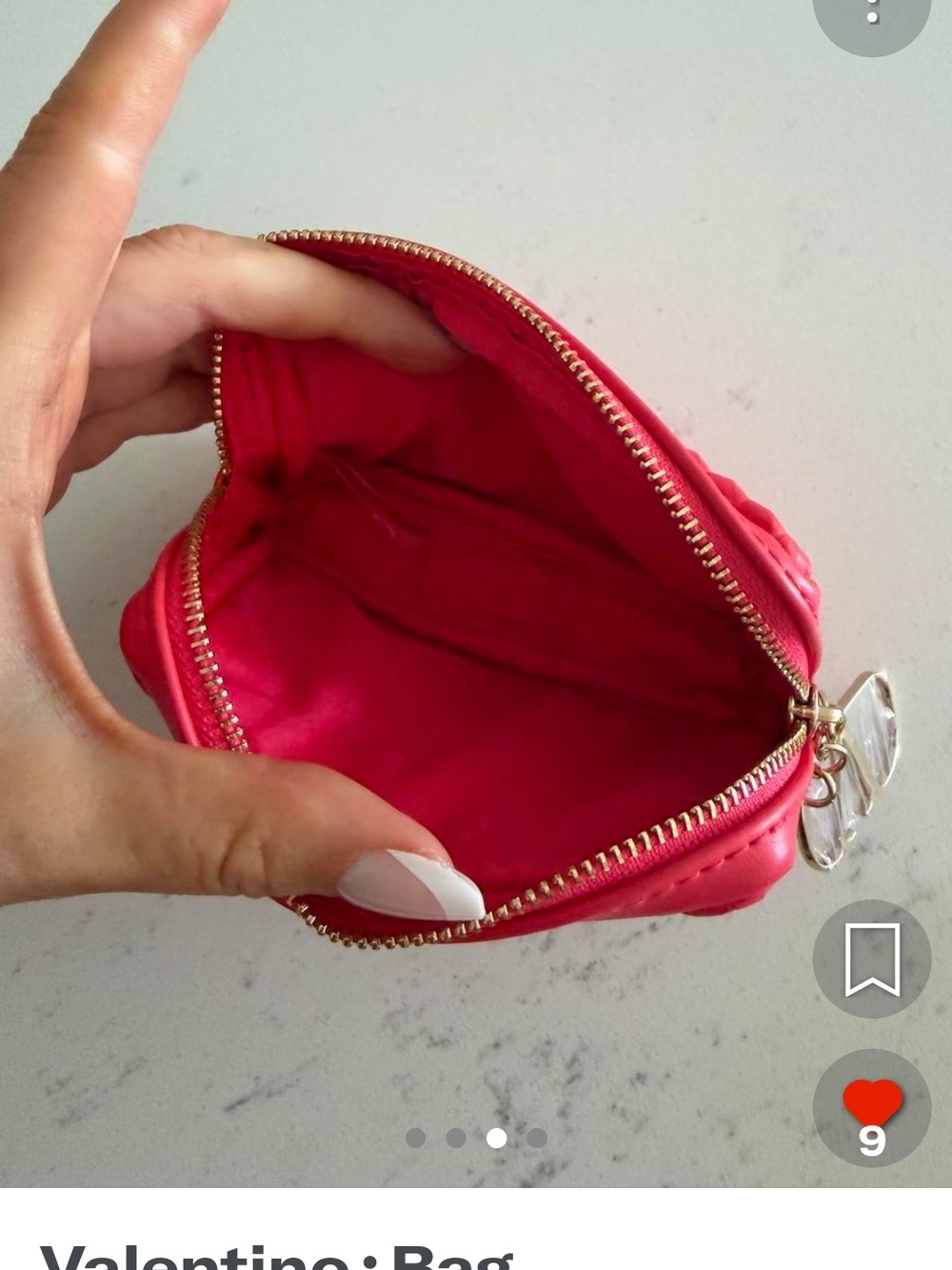Valentino Bright Red Zip Wristlet with Gold Hardware Nwt - Picture 4 of 7